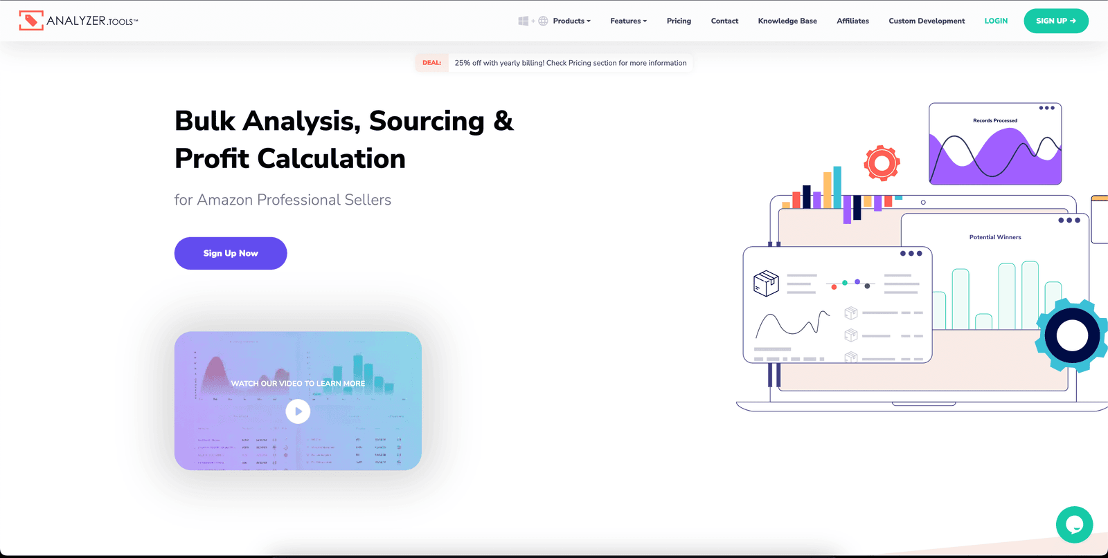 Analyzer.tools dashboard showing bulk ASIN scan results, profit analysis, and Amazon seller restrictions