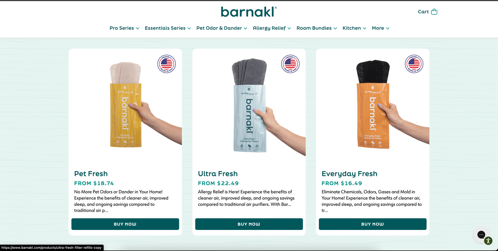 Barnakl Shopify ecommerce store for air purifiers with Amazon marketplace sync