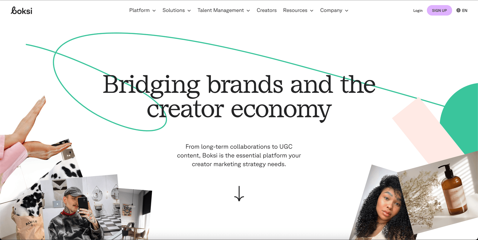 Boksi creator and brand marketplace showing creator profiles, filters, and campaign dashboards